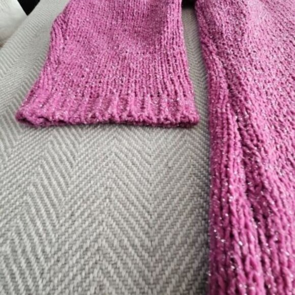 Venus Cold Shoulder Sweater Women's Size 1x Purple Metallic Thread Chunky Y2K - Picture 9 of 16